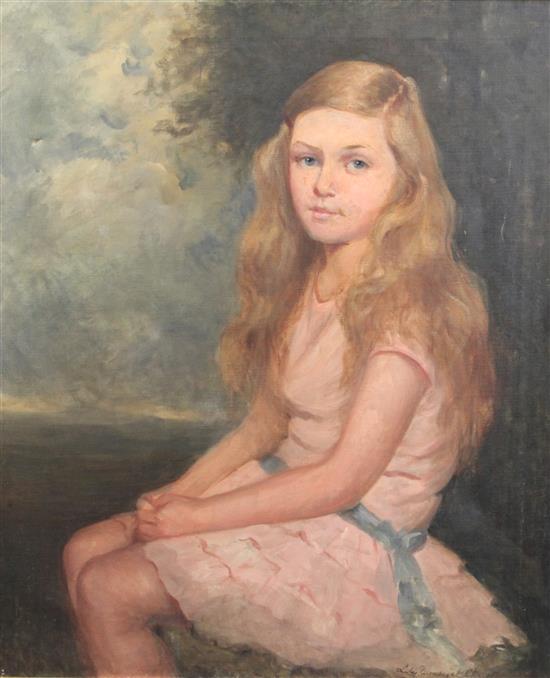 Lily Wrangel Christie (1861-1948) Portrait of a seated girl, 30 x 25in.